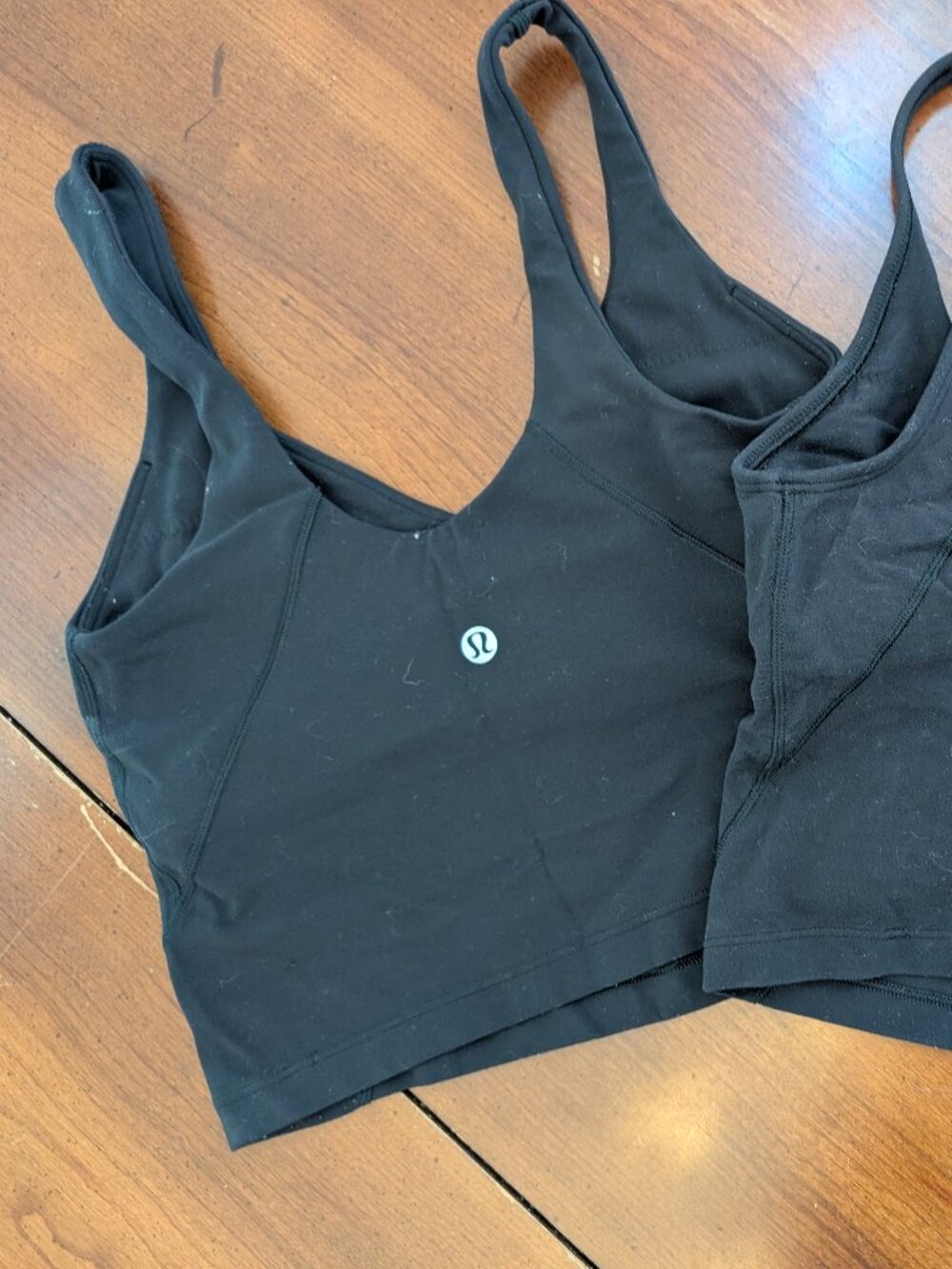 Lululemon, 2 black medium support sports bras, size 0